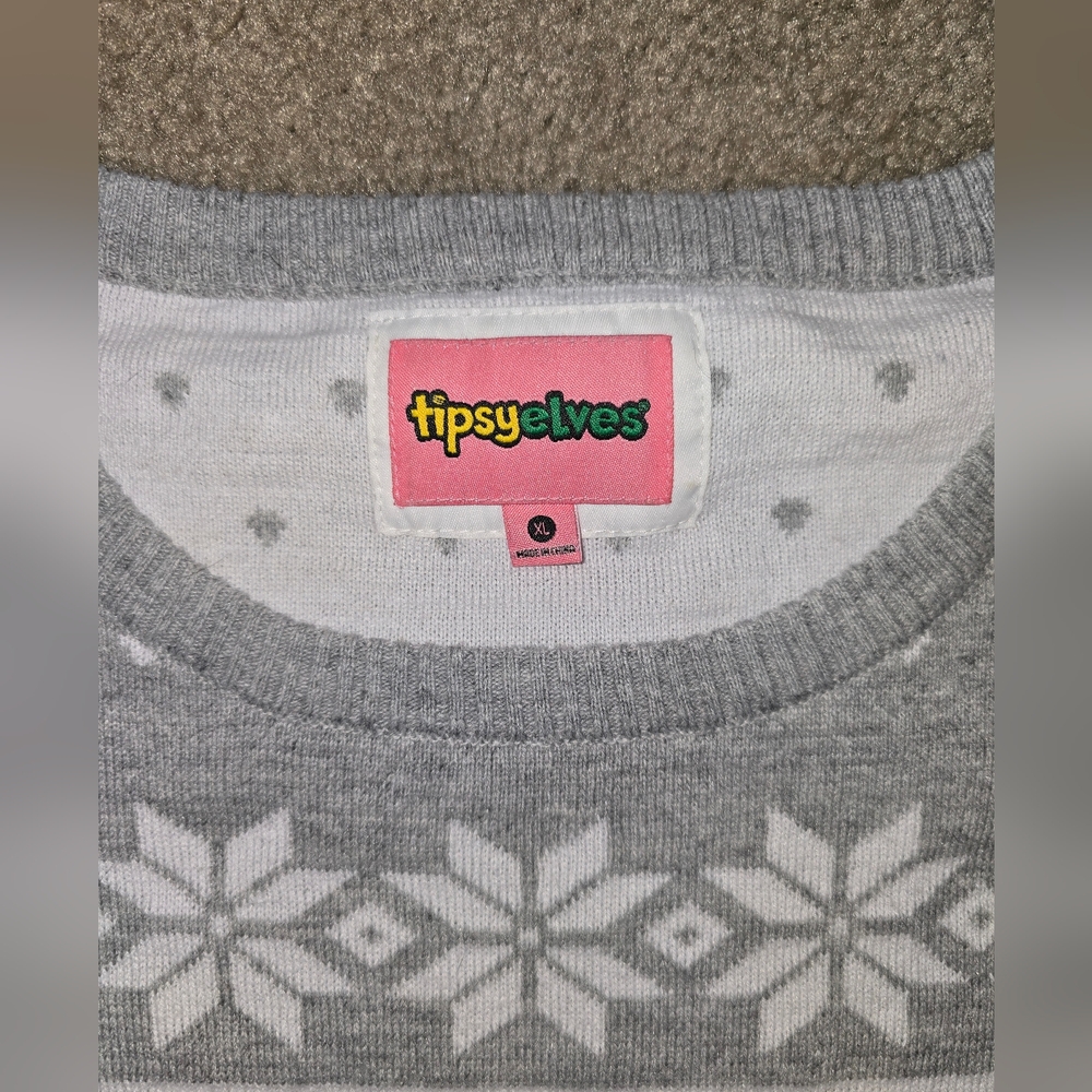 Tipsy Elves Gray and White Snowflake Sweater